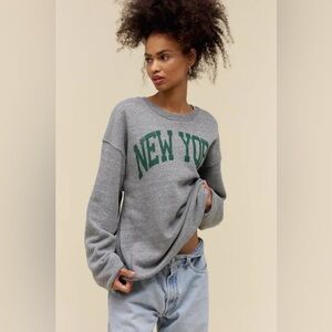 NWT DAYDREAMER New York BF Crewneck Sweatshirt | Heather Grey MSRP $108 Size L